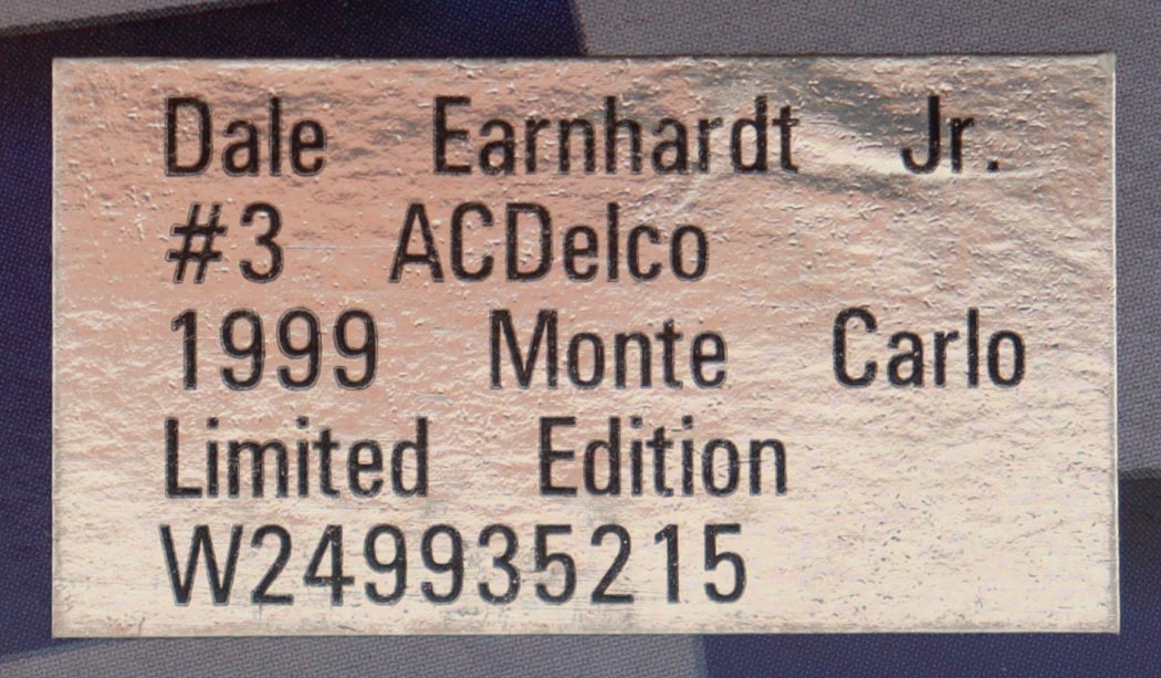 Dale Earnhardt Jr. Signed 1999 #3 ACDelco Monte Carlo 1:24 Diecast Car (JR Motorsports) at PristineAuction.com Dale Earnhardt Jr. Signed 1999 #3 ACDelco Monte Carlo 1:24 Diecast Car (JR Motorsports) at PristineAuction.com