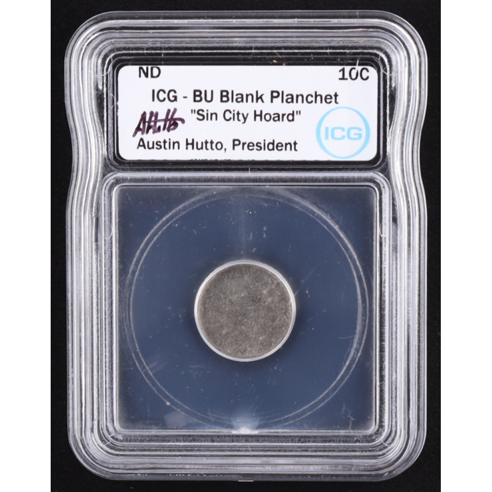 U.S. Dime 10C - Mint Error Blank Planchet "Sin City Hoard" - Austin Hutto Signature (ICG BU) at PristineAuction.com