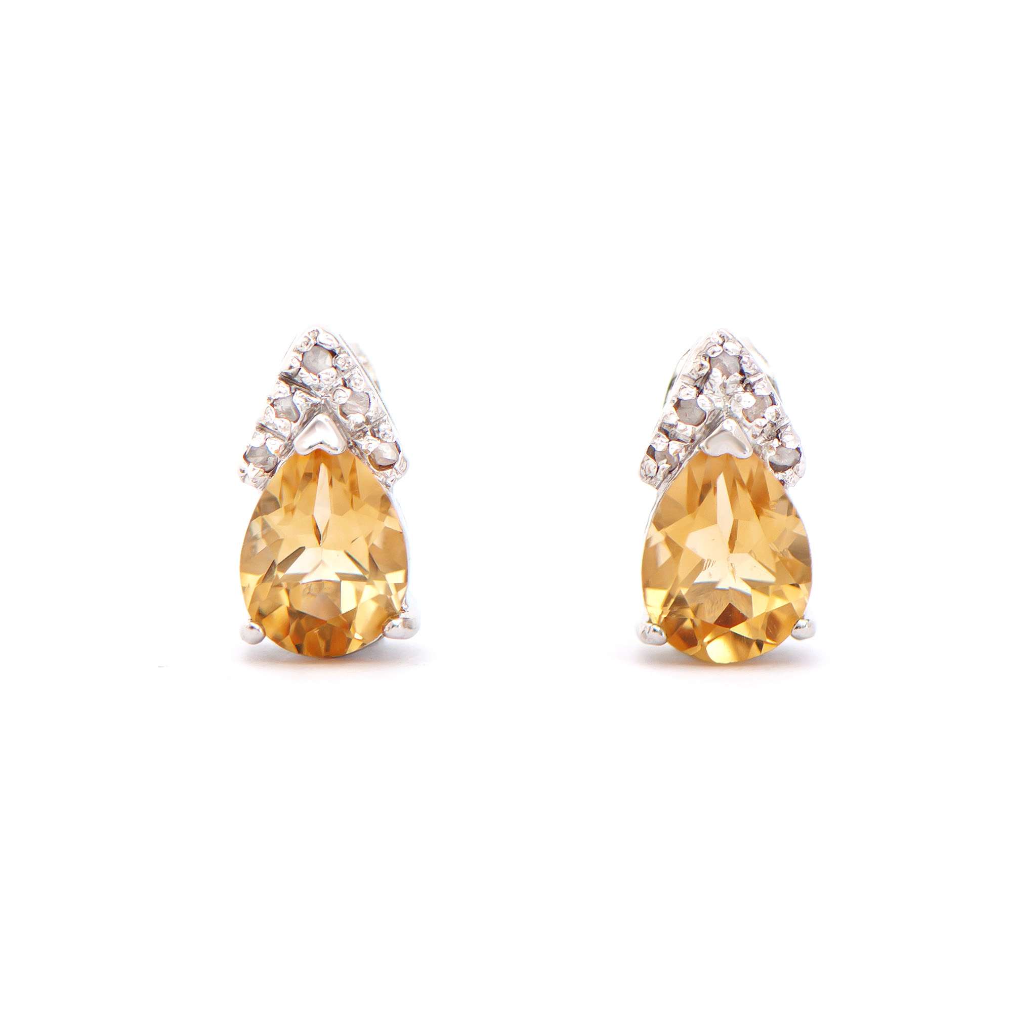 2.06 CTW Natural Citrine & Diamonds Rhodium Plated Designer Earrings  H-I,  I3 | Estimated Retail Value: $1,299 (AMG) at PristineAuction.com 2.06 CTW Natural Citrine & Diamonds Rhodium Plated Designer Earrings  H-I,  I3 | Estimated Retail Value: $1,299 (AMG) at PristineAuction.com