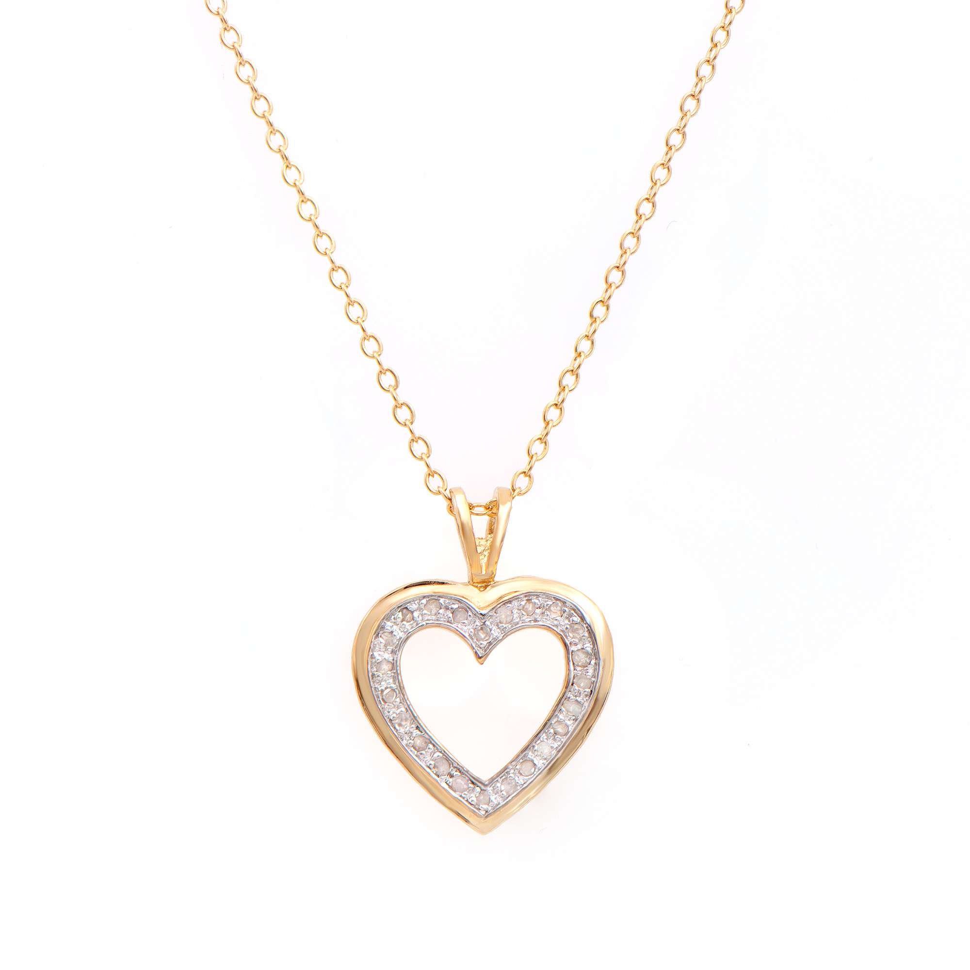 0.21 CTW Natural Diamonds 18K Gold Plated Designer Heart Shape Pendant 18 in  | Estimated Retail Value: $1,589 (AMG) at PristineAuction.com 0.21 CTW Natural Diamonds 18K Gold Plated Designer Heart Shape Pendant 18 in  | Estimated Retail Value: $1,589 (AMG) at PristineAuction.com