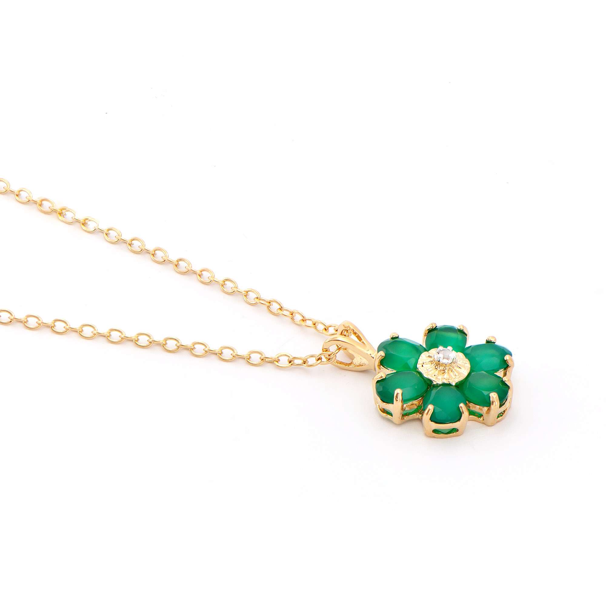 1.82 CTW Natural Green Agate & Diamonds 18K Gold Plated Designer Pendant 18 in  H-I,  I3 | Estimated Retail Value: $1,729 (AMG) at PristineAuction.com 1.82 CTW Natural Green Agate & Diamonds 18K Gold Plated Designer Pendant 18 in  H-I,  I3 | Estimated Retail Value: $1,729 (AMG) at PristineAuction.com