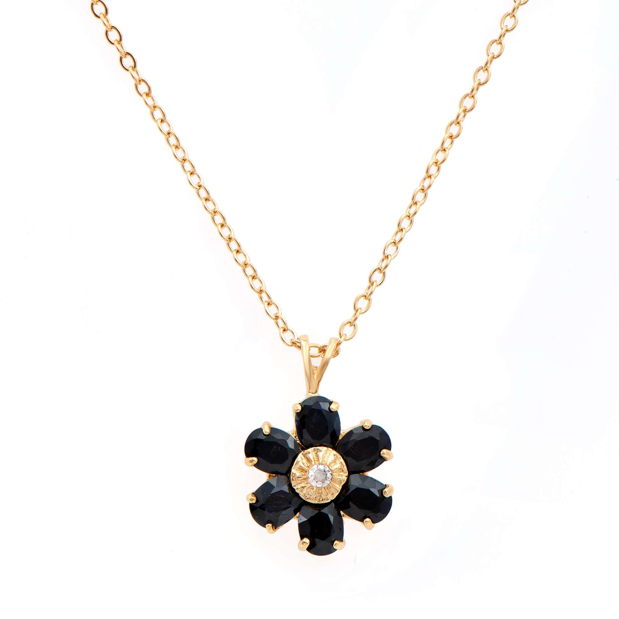 2.52 CTW Natural Sapphire & Diamonds 18K Gold Plated Designer Pendant 18 in  H-I,  I3 | Estimated Retail Value: $1,719 (AMG) at PristineAuction.com 2.52 CTW Natural Sapphire & Diamonds 18K Gold Plated Designer Pendant 18 in  H-I,  I3 | Estimated Retail Value: $1,719 (AMG) at PristineAuction.com