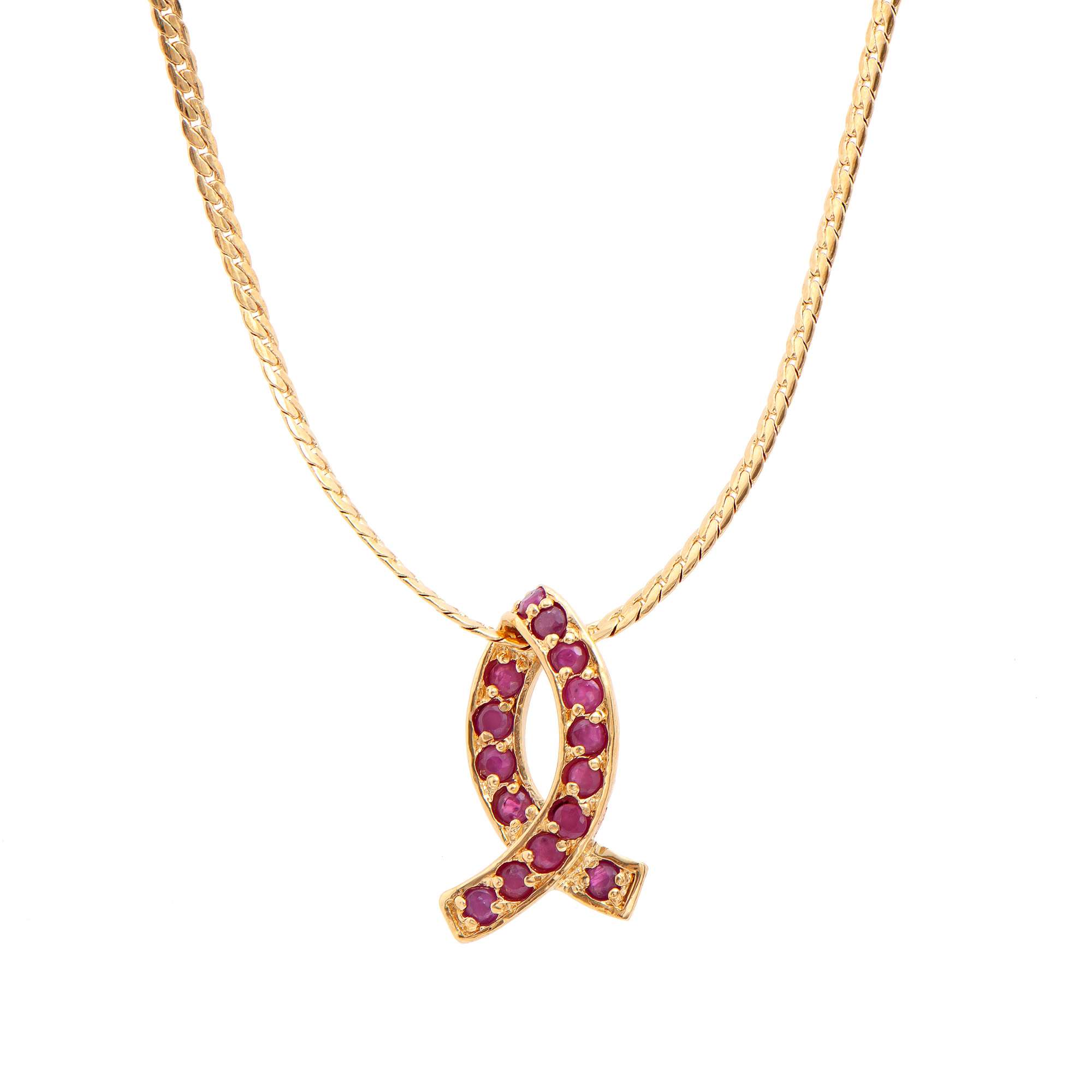 1.02 CTW Natural Ruby 18K Gold Plated Designer Pendant 16 in | Estimated Retail Value: $1,689 (AMG) at PristineAuction.com 1.02 CTW Natural Ruby 18K Gold Plated Designer Pendant 16 in | Estimated Retail Value: $1,689 (AMG) at PristineAuction.com