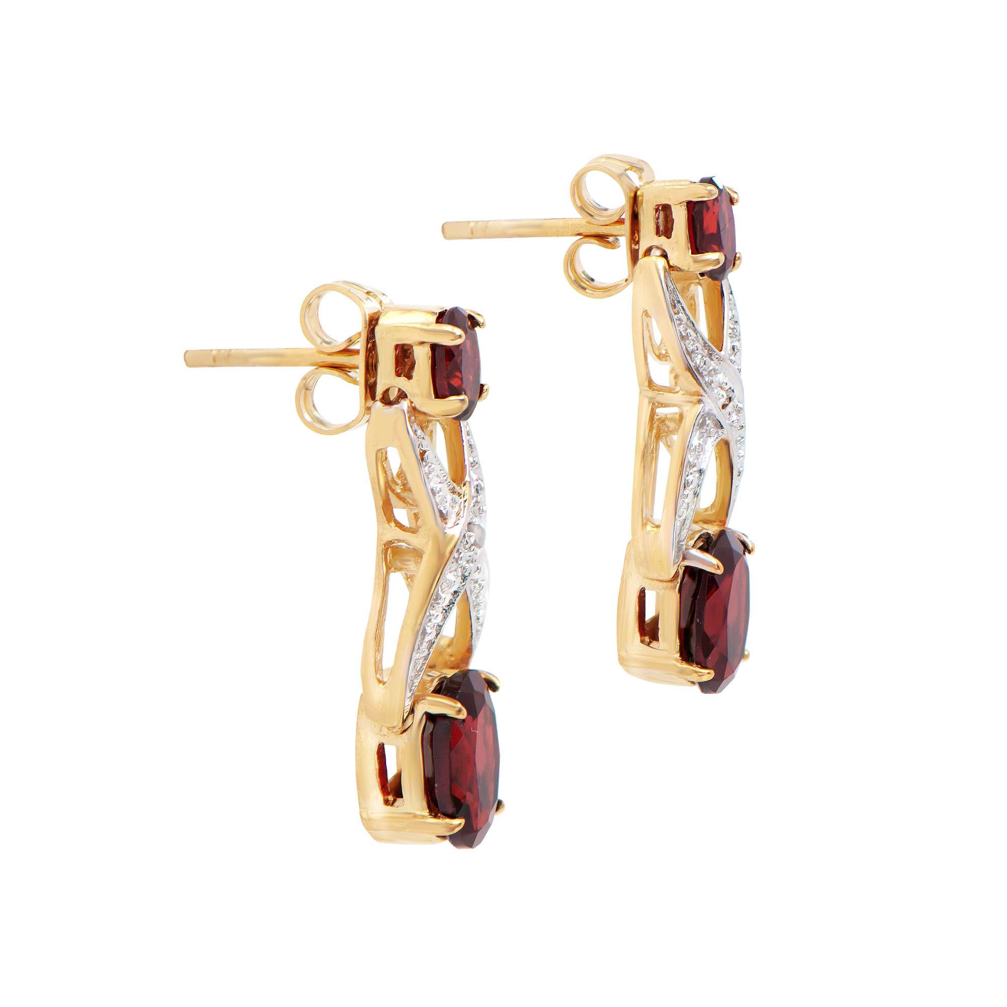 2.86 CTW Natural Garnet & Diamonds 18K Gold Plated Designer Earrings H-1, I3 | Estimated Retail Value: $1,259 (AMG) at PristineAuction.com 2.86 CTW Natural Garnet & Diamonds 18K Gold Plated Designer Earrings H-1, I3 | Estimated Retail Value: $1,259 (AMG) at PristineAuction.com
