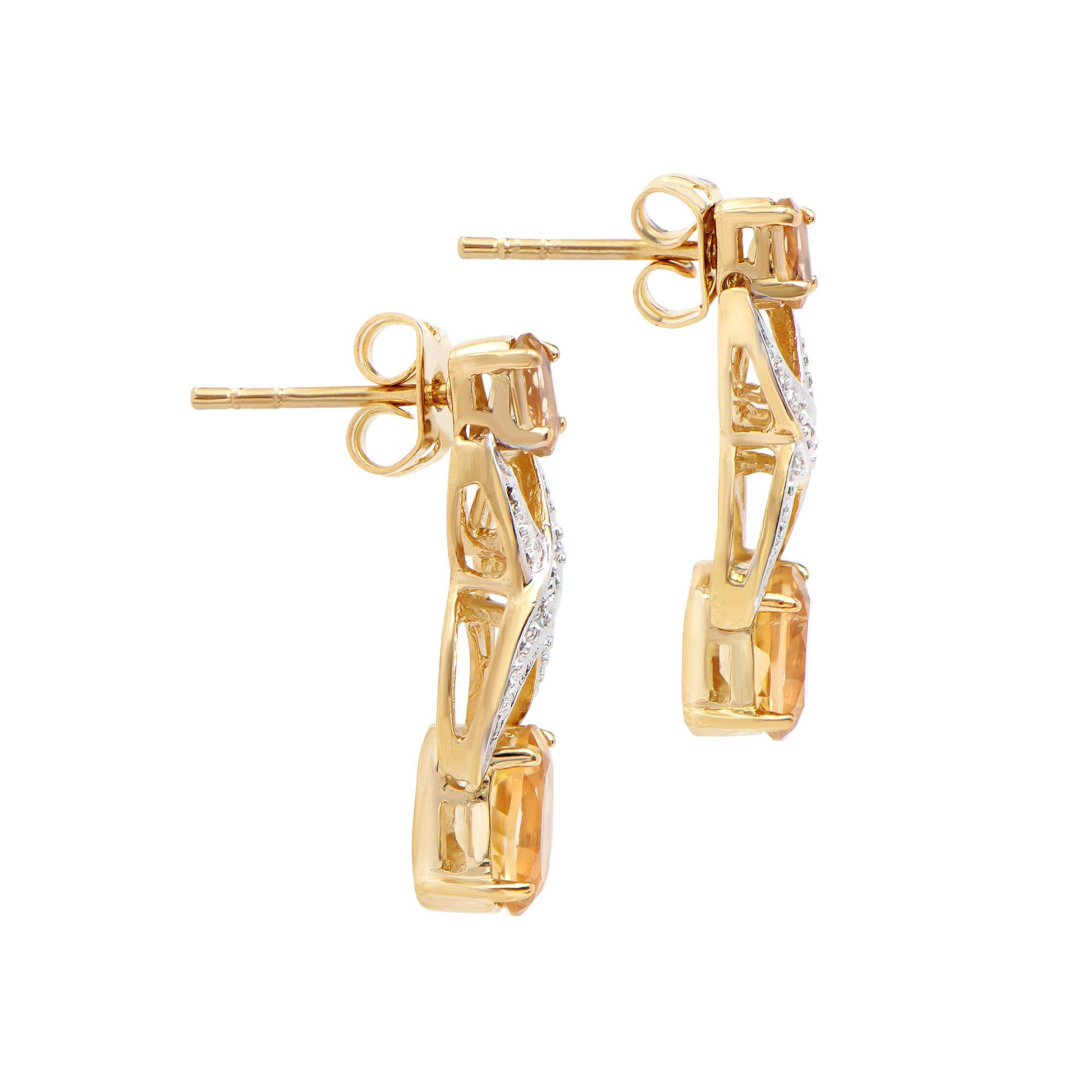 2.66 CTW Natural Citrine & Diamonds 18K Gold Plated Designer Earrings H-1, I3 | Estimated Retail Value: $1,269 (AMG) at PristineAuction.com 2.66 CTW Natural Citrine & Diamonds 18K Gold Plated Designer Earrings H-1, I3 | Estimated Retail Value: $1,269 (AMG) at PristineAuction.com