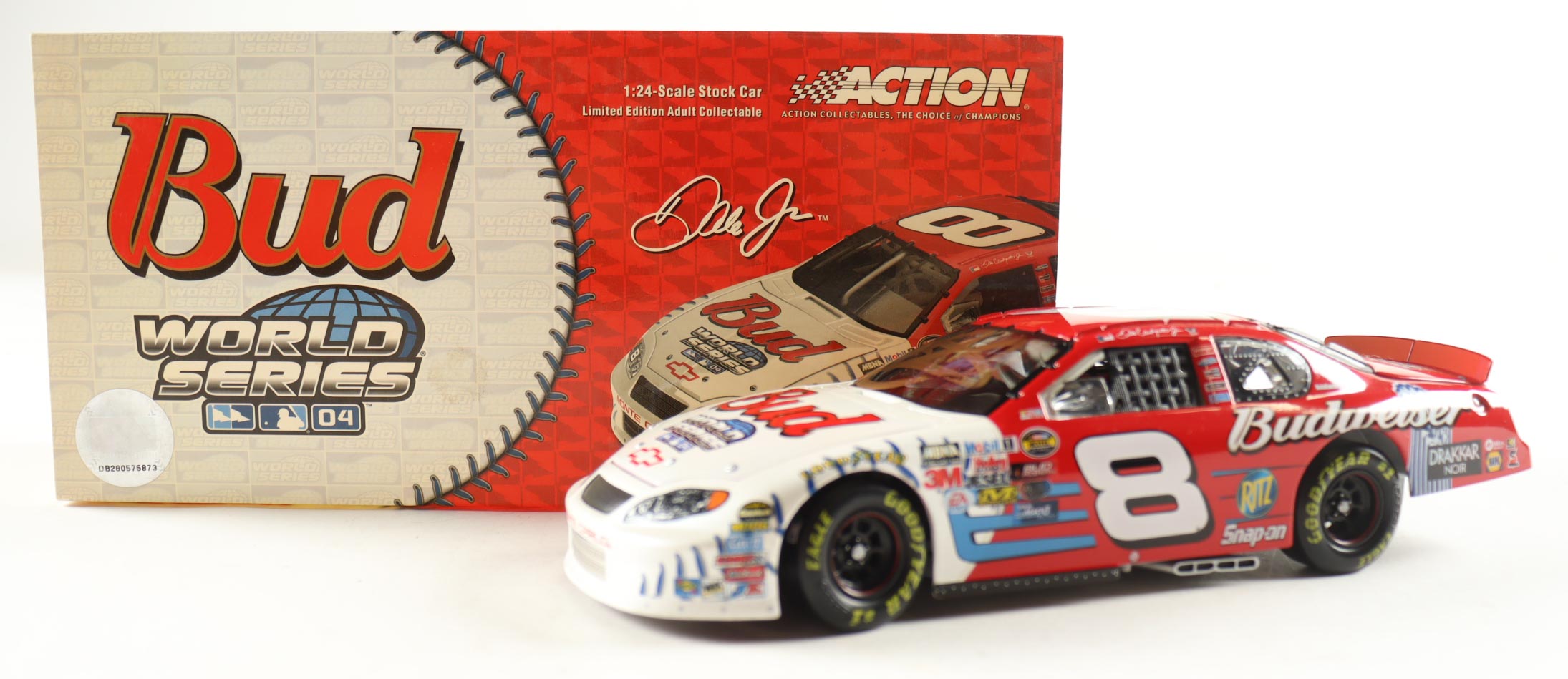Dale Earnhardt Jr. Signed 2004 #8 Budweiser / MLB World Series Monte Carlo 1:24 Diecast Car (JR Motorsports) at PristineAuction.com Dale Earnhardt Jr. Signed 2004 #8 Budweiser / MLB World Series Monte Carlo 1:24 Diecast Car (JR Motorsports) at PristineAuction.com