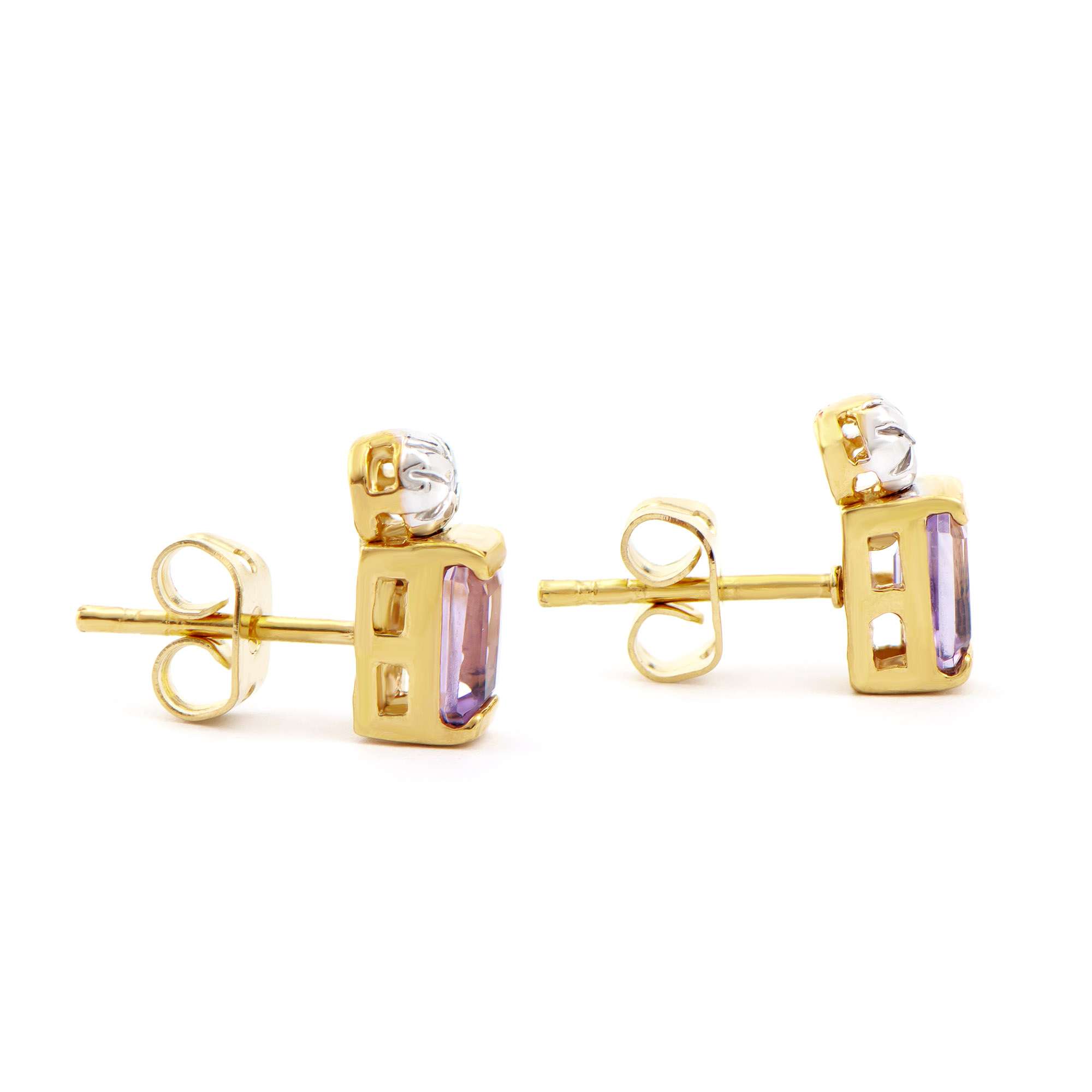 1.04 CTW Natural Amethyst & Diamonds 18K Gold Plated Designer Earrings  H-I,  I3 | Estimated Retail Value: $1,239 (AMG) at PristineAuction.com 1.04 CTW Natural Amethyst & Diamonds 18K Gold Plated Designer Earrings  H-I,  I3 | Estimated Retail Value: $1,239 (AMG) at PristineAuction.com