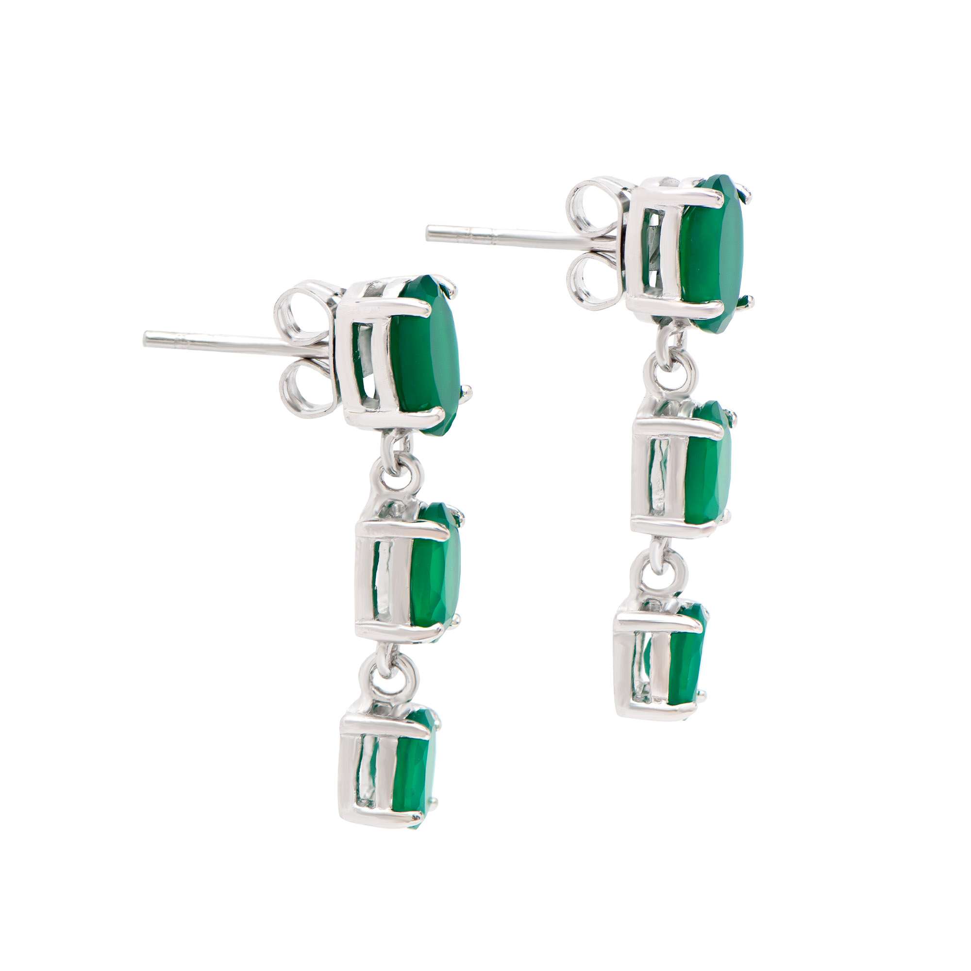 4.05 CTW Natural Green Agate Rhodium Plated Designer Earrings | Estimated Retail Value: $1,249 (AMG) at PristineAuction.com 4.05 CTW Natural Green Agate Rhodium Plated Designer Earrings | Estimated Retail Value: $1,249 (AMG) at PristineAuction.com