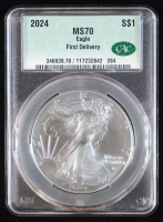2024 American Silver Eagle - First Delivery (CAC MS70) at PristineAuction.com