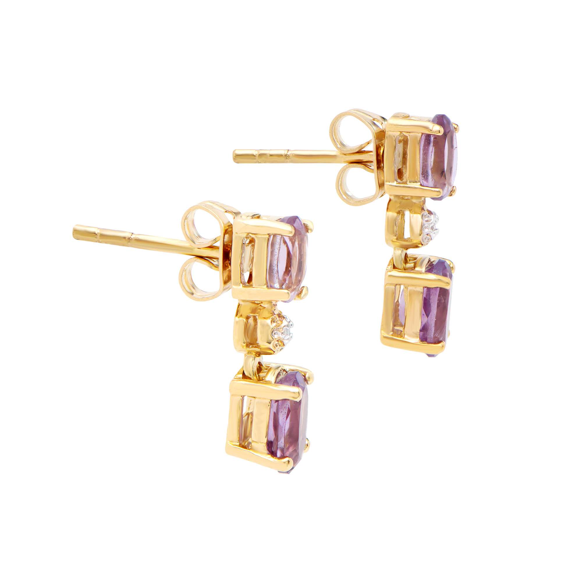 2.22 CTW Natural Amethyst & Diamonds 18K Gold Plated Designer Earrings H-1, I3 | Estimated Retail Value: $1,199 (AMG) at PristineAuction.com 2.22 CTW Natural Amethyst & Diamonds 18K Gold Plated Designer Earrings H-1, I3 | Estimated Retail Value: $1,199 (AMG) at PristineAuction.com