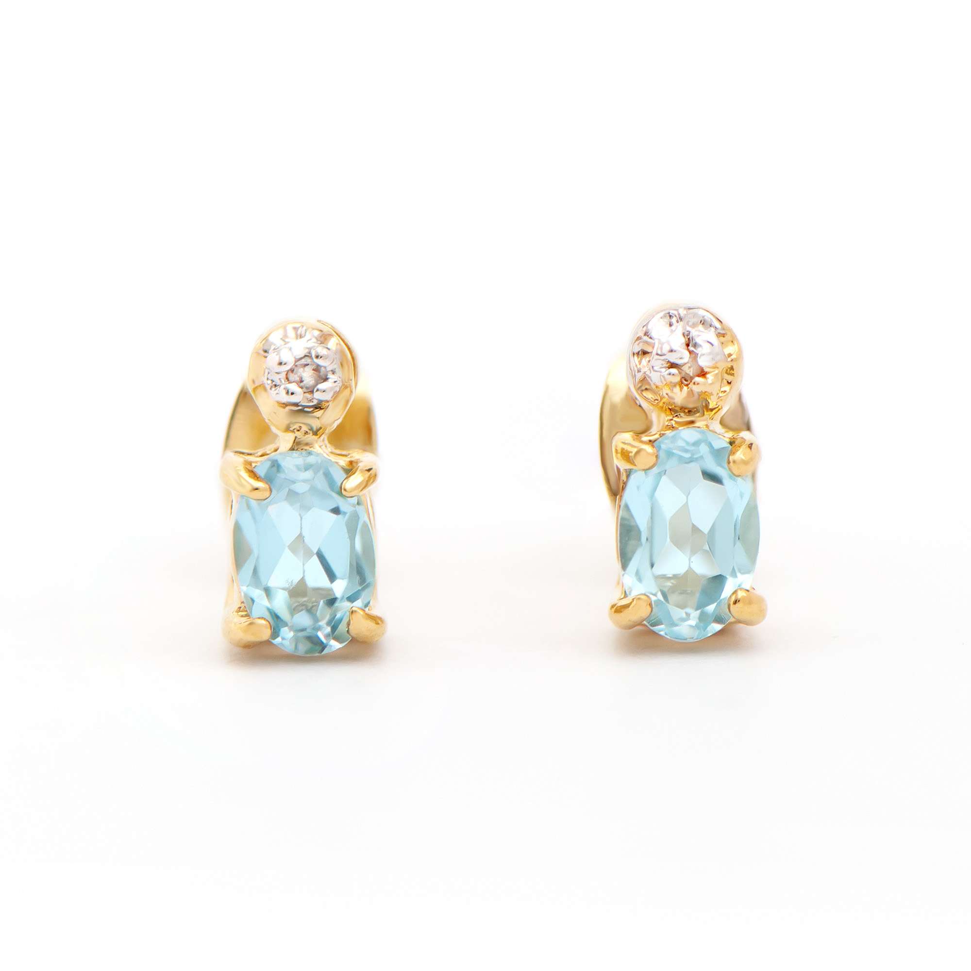 1.12 CTW Natural Blue Topaz And Diamonds 18K Gold Plated Designer Earrings H-I,  I3 | Estimated Value $1,279 (AMG) at PristineAuction.com 1.12 CTW Natural Blue Topaz And Diamonds 18K Gold Plated Designer Earrings H-I,  I3 | Estimated Value $1,279 (AMG) at PristineAuction.com