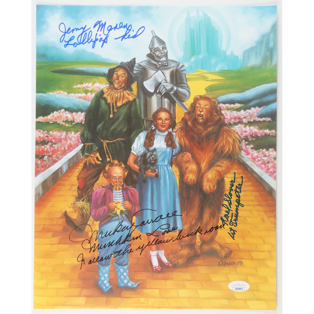 Jerry Maren, Mickey Carroll & Karl Slover Signed "The Wizard of Oz" 11.5x14.5 Print with Multiple Inscriptions (JSA) at PristineAuction.com