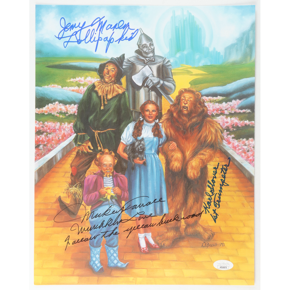 Jerry Maren, Mickey Carroll & Karl Slover Signed "The Wizard of Oz" 11.5x14.5 Print with Multiple Inscriptions (JSA) at PristineAuction.com