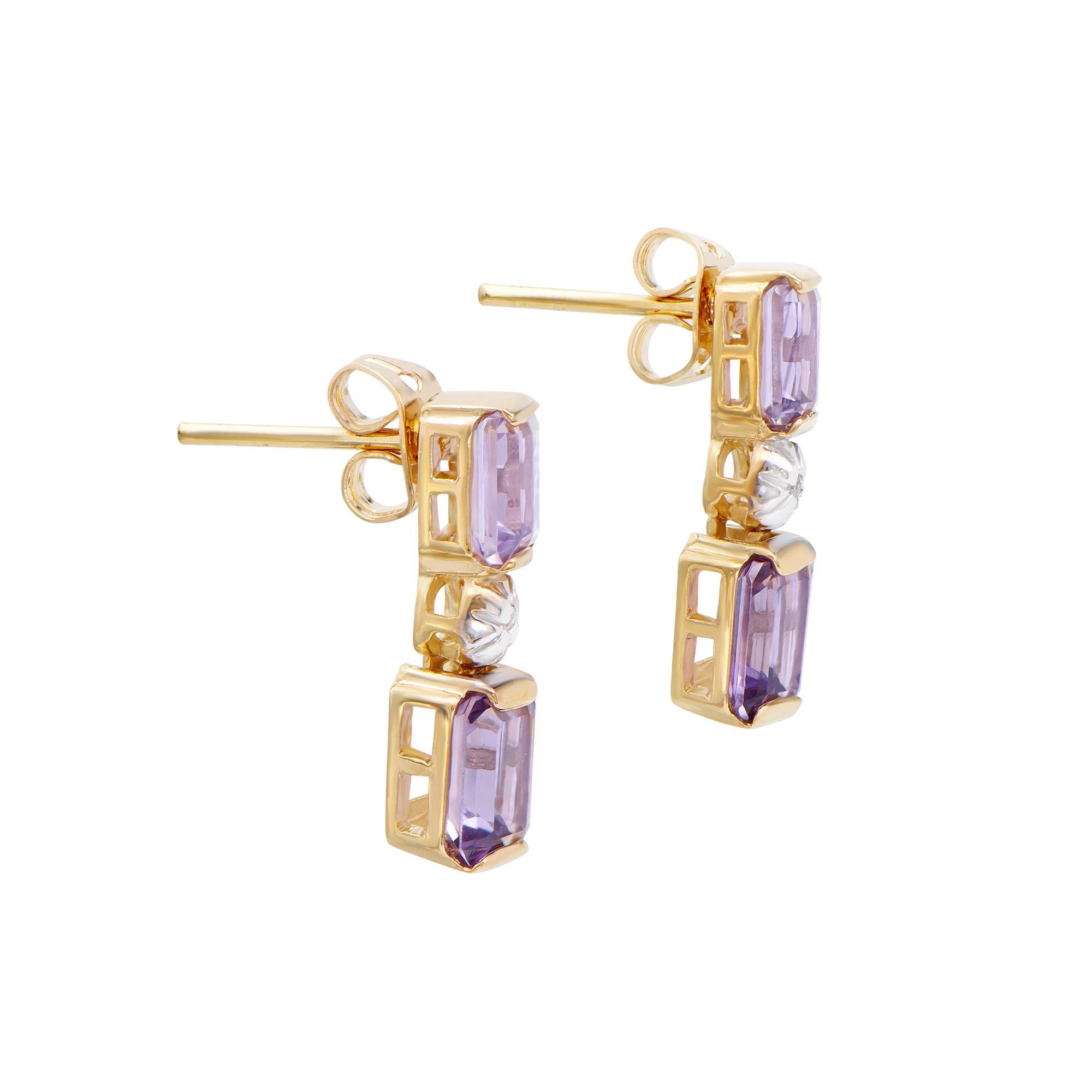 3.07 CTW Natural Amethyst & Diamonds 18K Gold Plated Designer Earrings H-1, I3 | Estimated Retail Value: $1,189 (AMG) at PristineAuction.com 3.07 CTW Natural Amethyst & Diamonds 18K Gold Plated Designer Earrings H-1, I3 | Estimated Retail Value: $1,189 (AMG) at PristineAuction.com