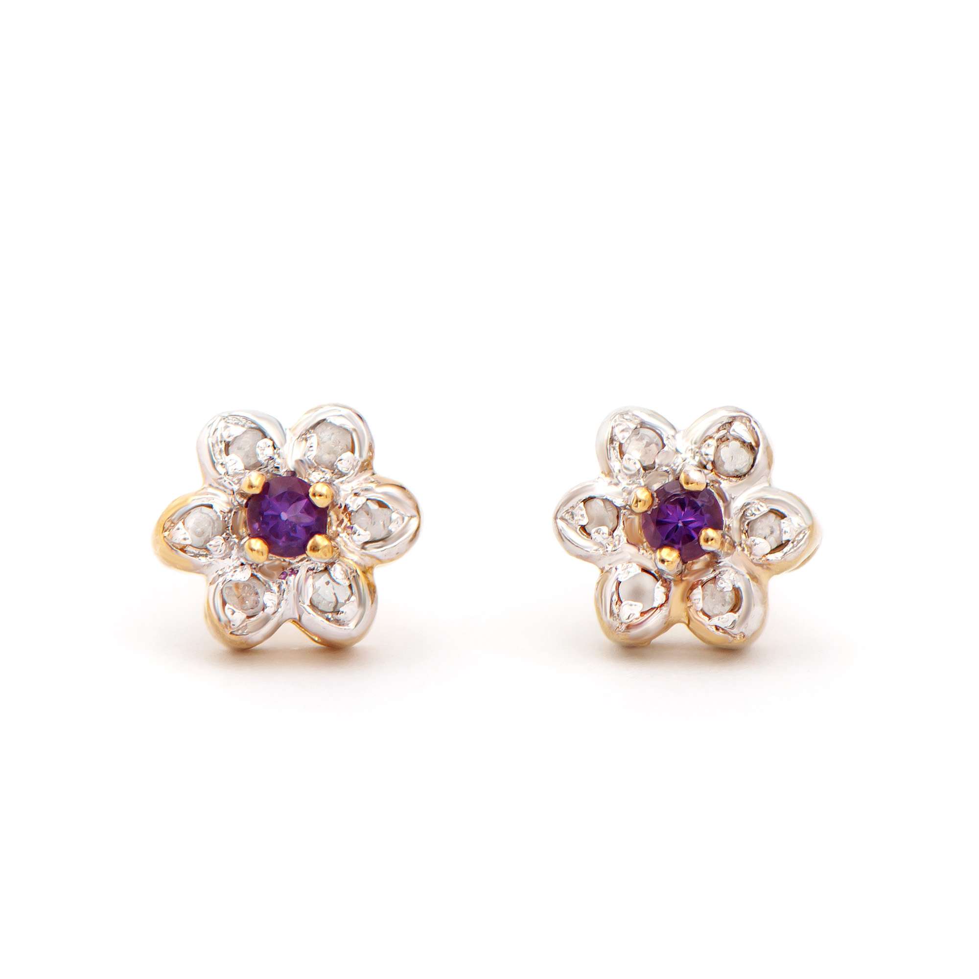 0.25 CTW Natural Amethyst & Diamonds 18K Gold Plated Designer Earrings H-I, I3 | Estimated Retail Value: $1,149 (AMG) at PristineAuction.com 0.25 CTW Natural Amethyst & Diamonds 18K Gold Plated Designer Earrings H-I, I3 | Estimated Retail Value: $1,149 (AMG) at PristineAuction.com
