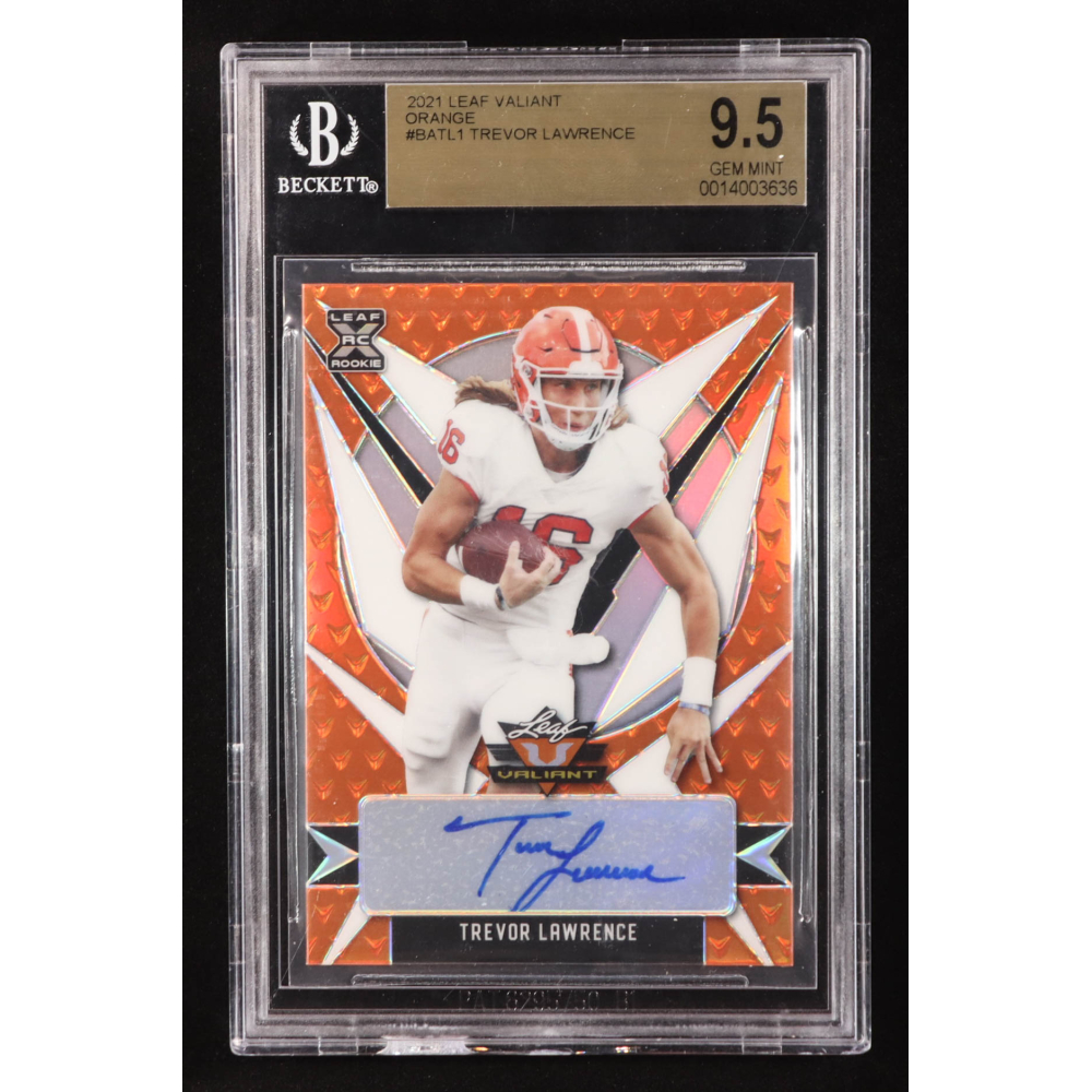 Trevor Lawrence 2021 Leaf Valiant Orange #BATL1 Autograph RC (BGS 9.5 | Auto 9) at PristineAuction.com