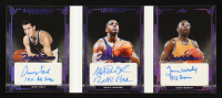 Jerry West / Magic Johnson / James Worthy 2024 Leaf Ultimate Sports Triple Inscriptions Purple #TI6 #5/7 at PristineAuction.com
