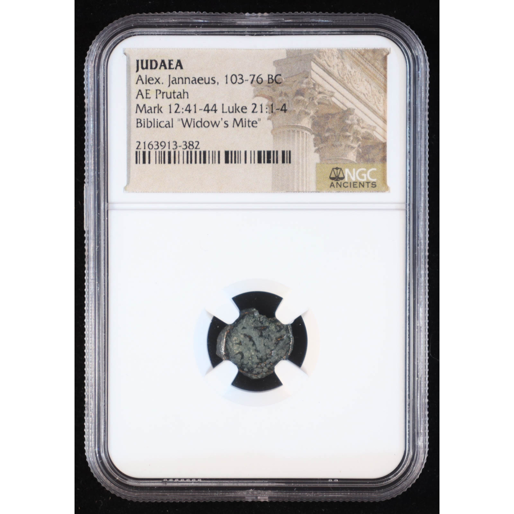 Biblical "Widow's Mite" Judaea 103-76 BC Alex Jannaeus AE Prutah (NGC Ancients) at PristineAuction.com