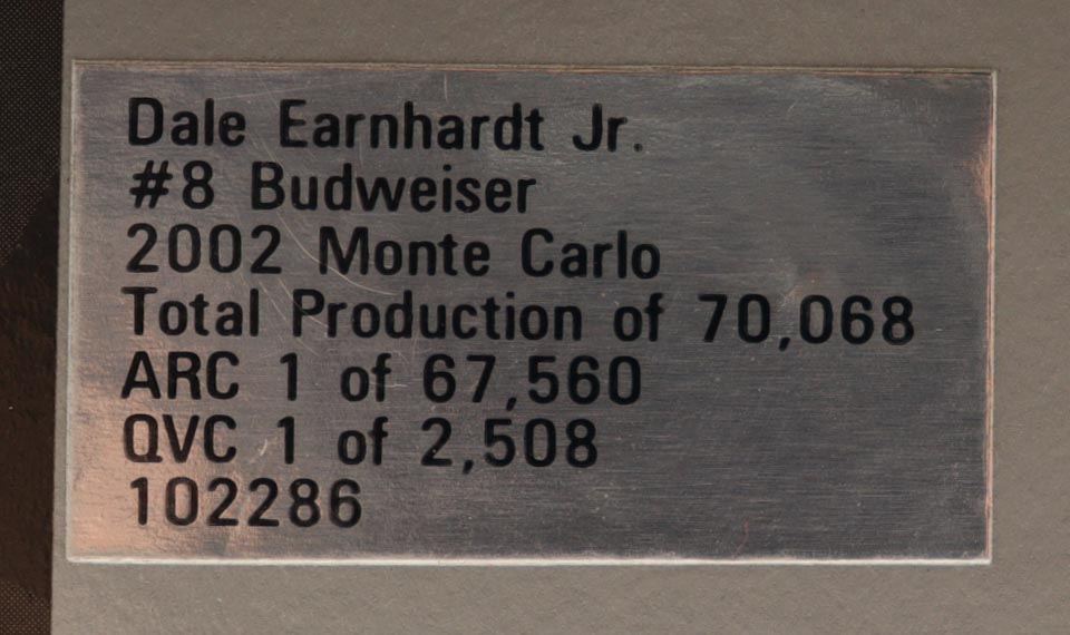 Dale Earnhardt Jr. Signed 2002 #8 Budweiser Monte Carlo 1:24 Diecast Car (JR Motorsports) at PristineAuction.com Dale Earnhardt Jr. Signed 2002 #8 Budweiser Monte Carlo 1:24 Diecast Car (JR Motorsports) at PristineAuction.com