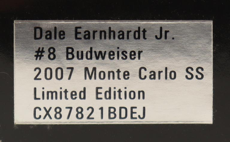 Dale Earnhardt Jr. Signed 2007 #8 Budweiser Monte Carlo SS 1:24 Diecast Car (JR Motorsports) at PristineAuction.com Dale Earnhardt Jr. Signed 2007 #8 Budweiser Monte Carlo SS 1:24 Diecast Car (JR Motorsports) at PristineAuction.com