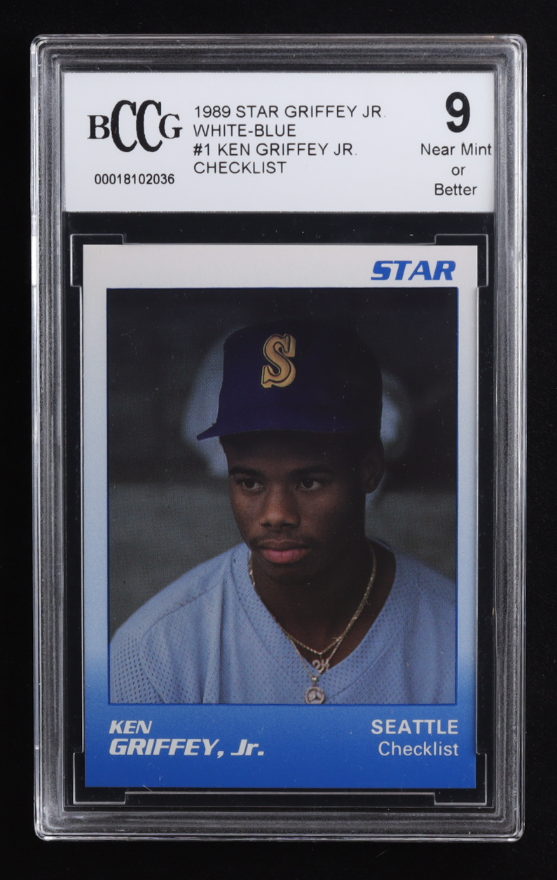 Ken Griffey Jr. 1989 Star Griffey Jr. White-Blue #1 Checklist RC (BCCG 9) at PristineAuction.com Ken Griffey Jr. 1989 Star Griffey Jr. White-Blue #1 Checklist RC (BCCG 9) at PristineAuction.com
