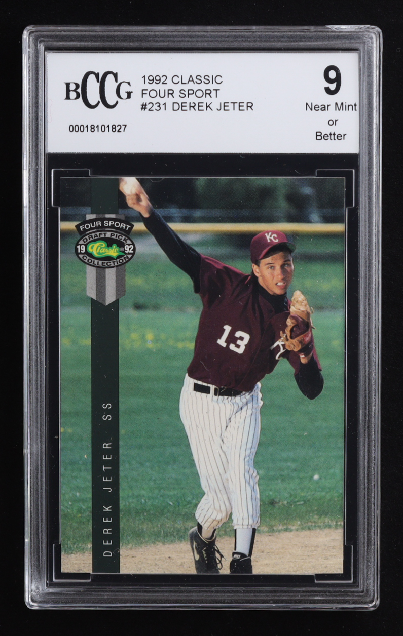 Derek Jeter 1992 Classic Four Sport #231 RC (BCCG 9) at PristineAuction.com Derek Jeter 1992 Classic Four Sport #231 RC (BCCG 9) at PristineAuction.com