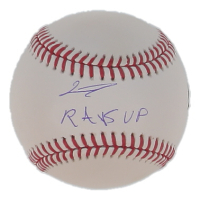 Junior Caminero Signed OML Baseball Inscribed "Rays Up" (MLB & Fanatics) at PristineAuction.com