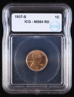 1937-S Lincoln Wheat Penny (ICG MS64 RD) at PristineAuction.com