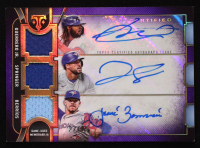 Vladimir Guerrero Jr. / George Springer / Jose Berrios 2024 Topps Triple Threads Combo Triple Autograph Relics Purple #ARCGSB #22/27 at PristineAuction.com