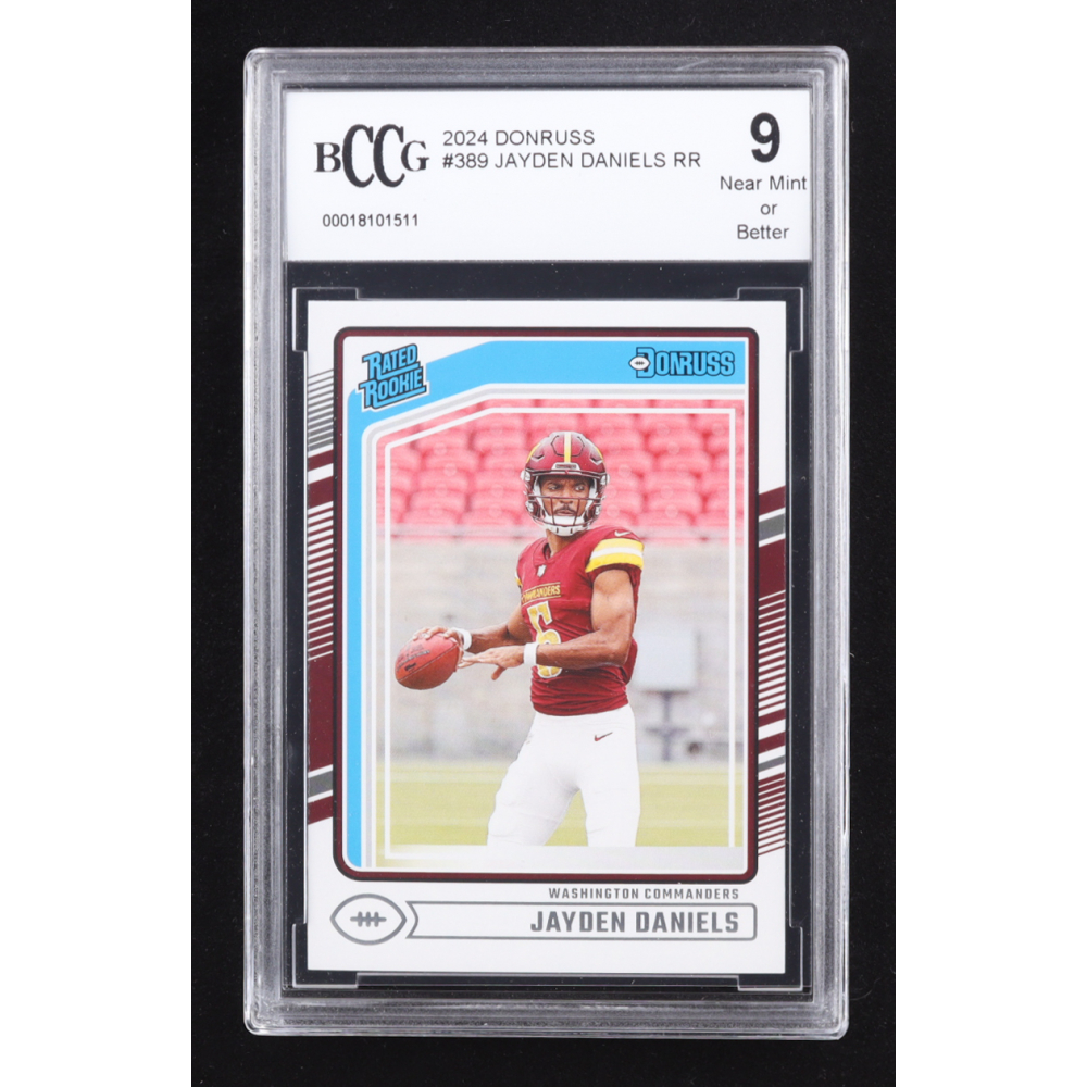 Jayden Daniels 2024 Donruss Rated Rookie #389 RC (BCCG 9) at PristineAuction.com