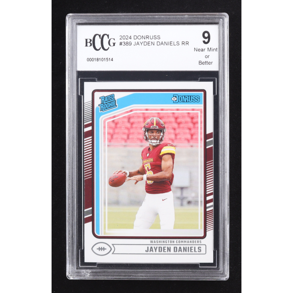 Jayden Daniels 2024 Donruss Rated Rookie #389 RC (BCCG 9) at PristineAuction.com