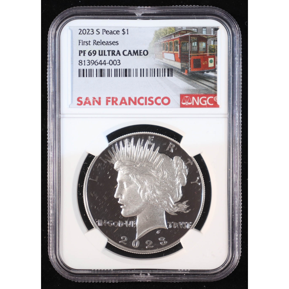 2023 Peace Silver Dollar - First Releases, San Francisco Label (NGC PF 69 Ultra Cameo) at PristineAuction.com