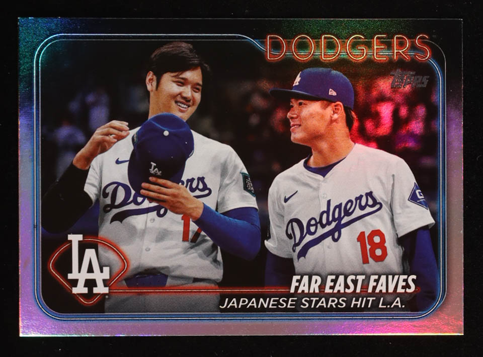 Shohei Ohtani / Yoshinobu Yamamoto 2024 Topps Update Rainbow Foil #US13 RC at PristineAuction.com Shohei Ohtani / Yoshinobu Yamamoto 2024 Topps Update Rainbow Foil #US13 RC at PristineAuction.com