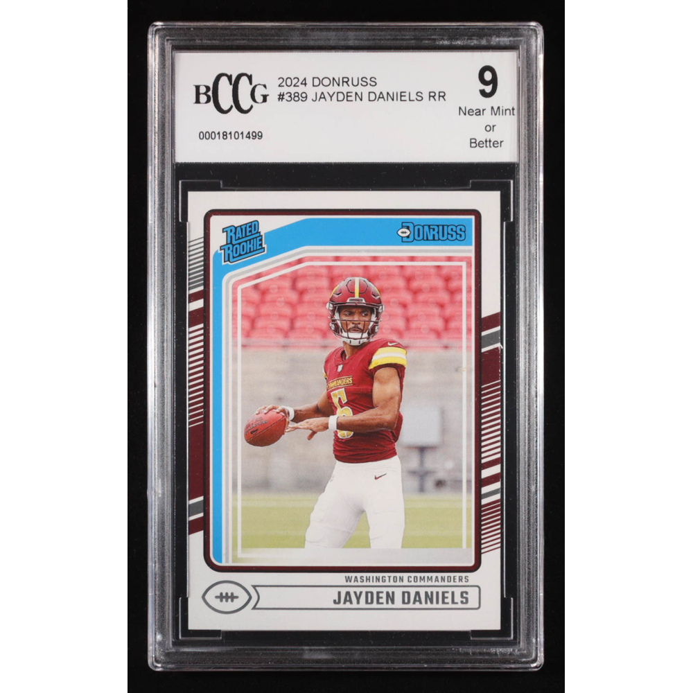 Jayden Daniels 2024 Donruss Rated Rookie #389 RC (BCCG 9) at PristineAuction.com