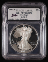1991-S American Silver Eagle - LE Black Label Austin Hutto Signature (ICG PR70 DCAM) at PristineAuction.com