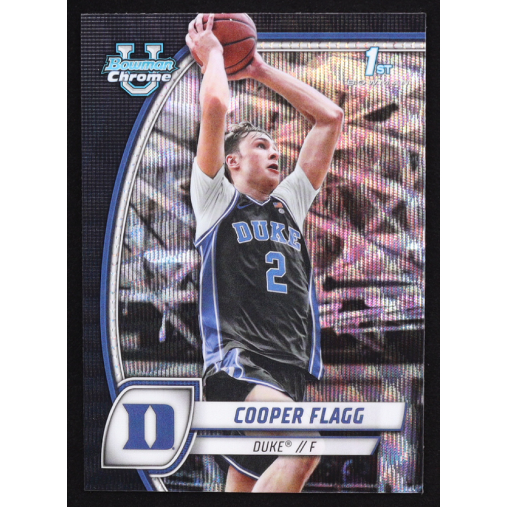 Cooper Flagg 2024-25 Bowman Chrome University Black Wave Refractors #16 RC at PristineAuction.com