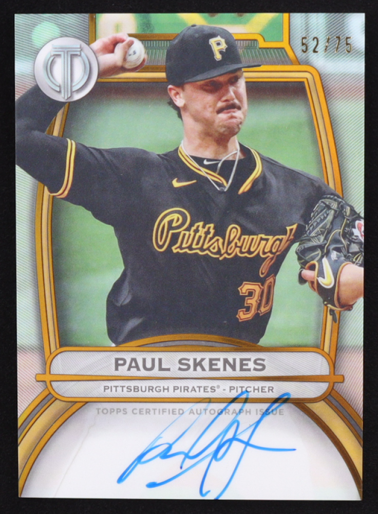 Paul Skenes 2025 Topps Tribute Autographs Gold #TASKE #52/75