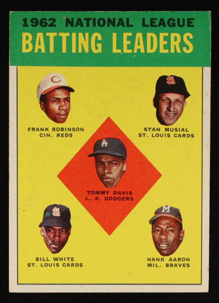 Tommy Davis / Frank Robinson / Stan Musial / Hank Aaron / Bill White 1963 Topps #1 / NL Batting Leaders
