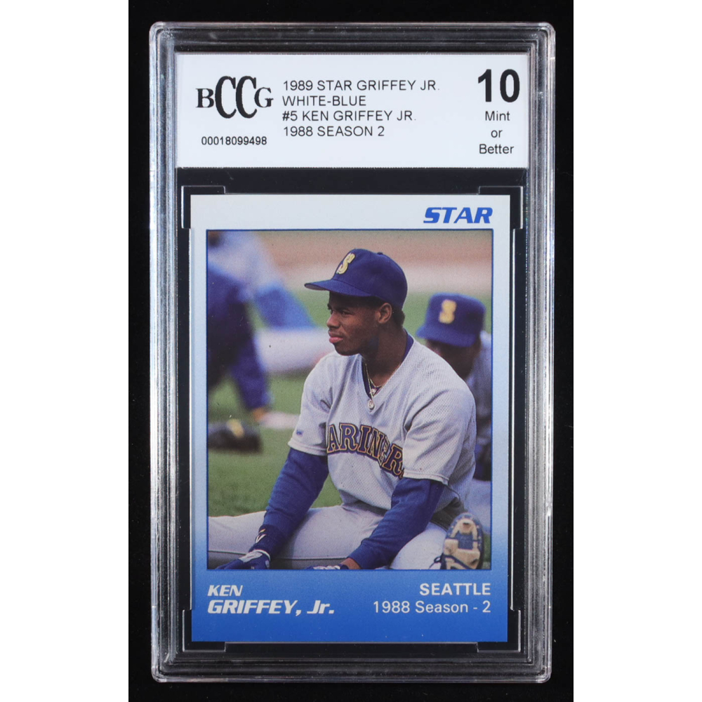Ken Griffey Jr. 1989 Star Griffey Jr. '88 Season 2 White-Blue #5 RC (BCCG 10) at PristineAuction.com Ken Griffey Jr. 1989 Star Griffey Jr. '88 Season 2 White-Blue #5 RC (BCCG 10) at PristineAuction.com
