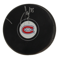 Sam Montembeault Signed Canadiens Logo Hockey Puck (COJO) at PristineAuction.com