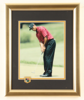 Tiger Woods "Putting Stance" Custom Framed Photo Display With Official 2000 US Open At Pebble Beach Gold Emblem at PristineAuction.com