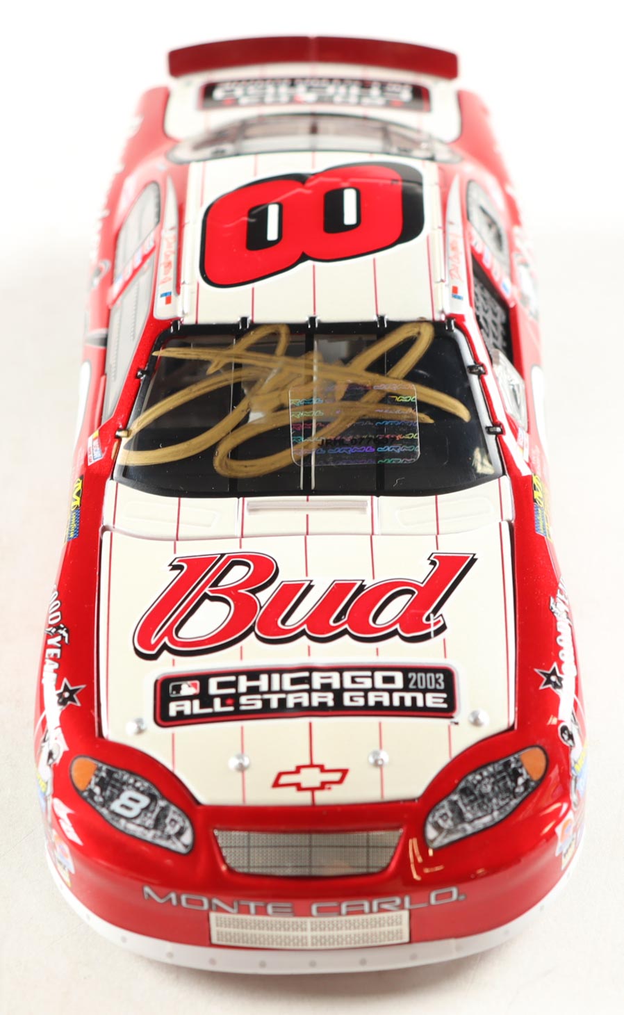 Dale Earnhardt Jr. Signed 2003 #8 Budweiser / MLB All-Star Game Monte Carlo 1:24 Diecast Car (JR Motorsports) at PristineAuction.com Dale Earnhardt Jr. Signed 2003 #8 Budweiser / MLB All-Star Game Monte Carlo 1:24 Diecast Car (JR Motorsports) at PristineAuction.com