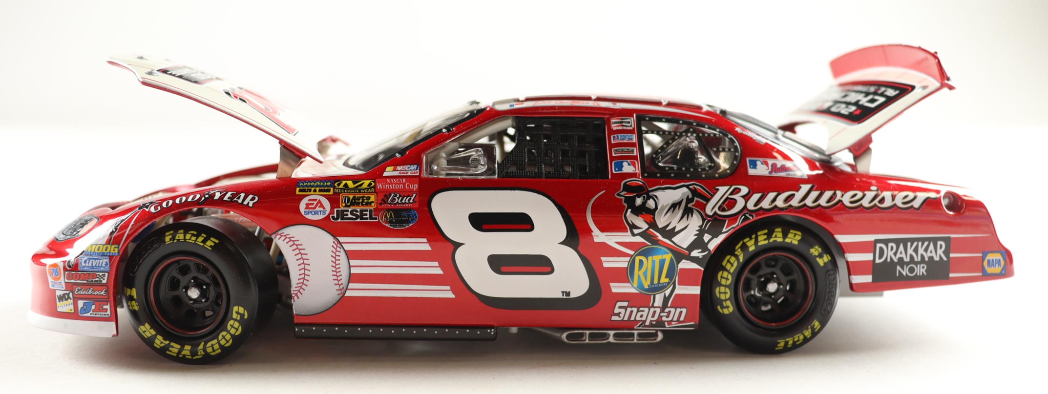 Dale Earnhardt Jr. Signed 2003 #8 Budweiser / MLB All-Star Game Monte Carlo 1:24 Diecast Car (JR Motorsports) at PristineAuction.com Dale Earnhardt Jr. Signed 2003 #8 Budweiser / MLB All-Star Game Monte Carlo 1:24 Diecast Car (JR Motorsports) at PristineAuction.com