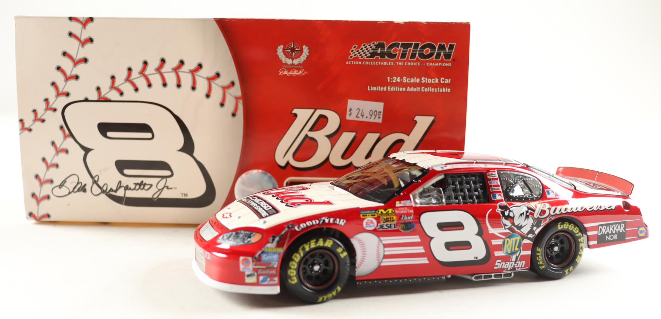 Dale Earnhardt Jr. Signed 2003 #8 Budweiser / MLB All-Star Game Monte Carlo 1:24 Diecast Car (JR Motorsports) at PristineAuction.com Dale Earnhardt Jr. Signed 2003 #8 Budweiser / MLB All-Star Game Monte Carlo 1:24 Diecast Car (JR Motorsports) at PristineAuction.com