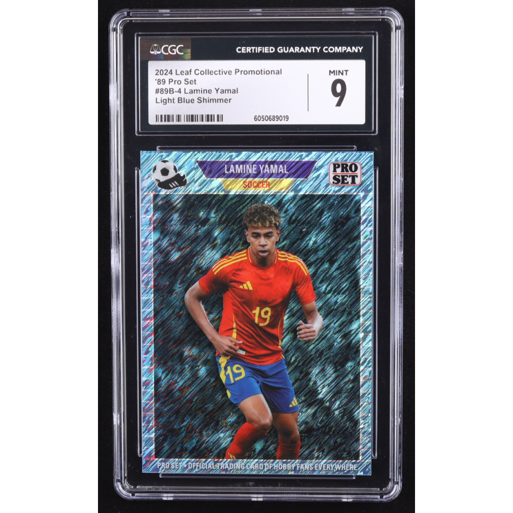 Lamine Yamal 2024 Leaf Collective Promo '89 Pro Set Shimmer Light Blue #89B4 RC (CGC 9) at PristineAuction.com