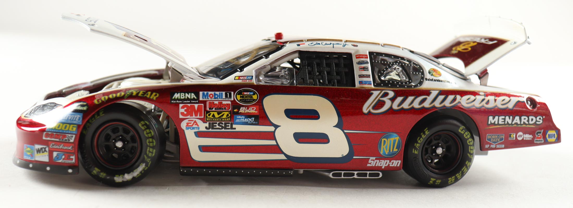 Dale Earnhardt Jr. Signed 2005 #8 Budweiser / Dual at Daytona / Born On Date Feb 17 Monte Carlo 1:24 Diecast Car (JR Motorsports) at PristineAuction.com Dale Earnhardt Jr. Signed 2005 #8 Budweiser / Dual at Daytona / Born On Date Feb 17 Monte Carlo 1:24 Diecast Car (JR Motorsports) at PristineAuction.com
