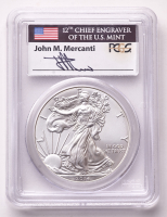 2014 American Silver Eagle $1 Coin First Strike Mercanti Signed Label (PCGS MS70) at PristineAuction.com