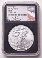 2022 American Silver Eagle $1 Coin First Day of Issue Uram Signed Label (NGC MS70) at PristineAuction.com