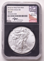 2017-(W) American Silver Eagle $1 Coin Struck at West Point Mint Mercanti Signed Label (NGC MS69) at PristineAuction.com