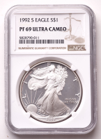 1992-S American Silver Eagle 1oz .999 Fine Silver $1 Coin (NGC Proof 69 Ultra Cameo) at PristineAuction.com
